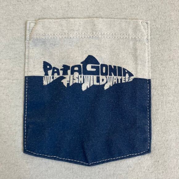 Patagonia Wild Waterline Pocket Responsibili-tee Wispy Green Recycled Cotton Sm - Picture 15 of 16